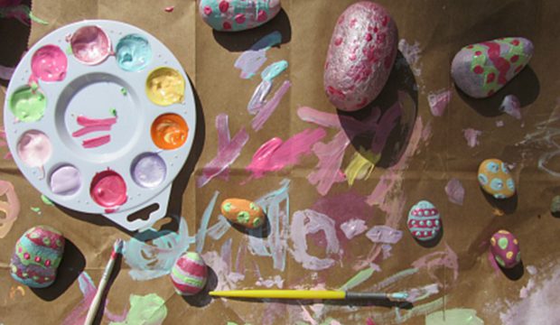 Easter egg rock painting