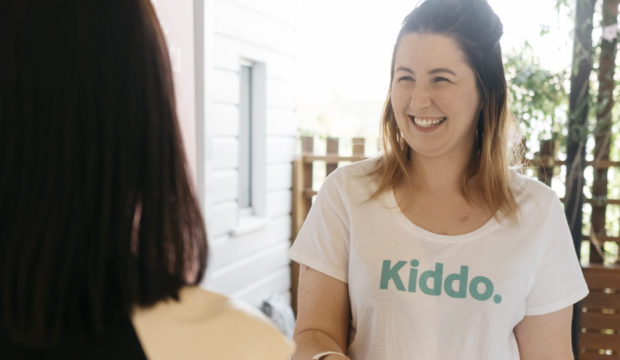 Kiddo babysitter greeting employee